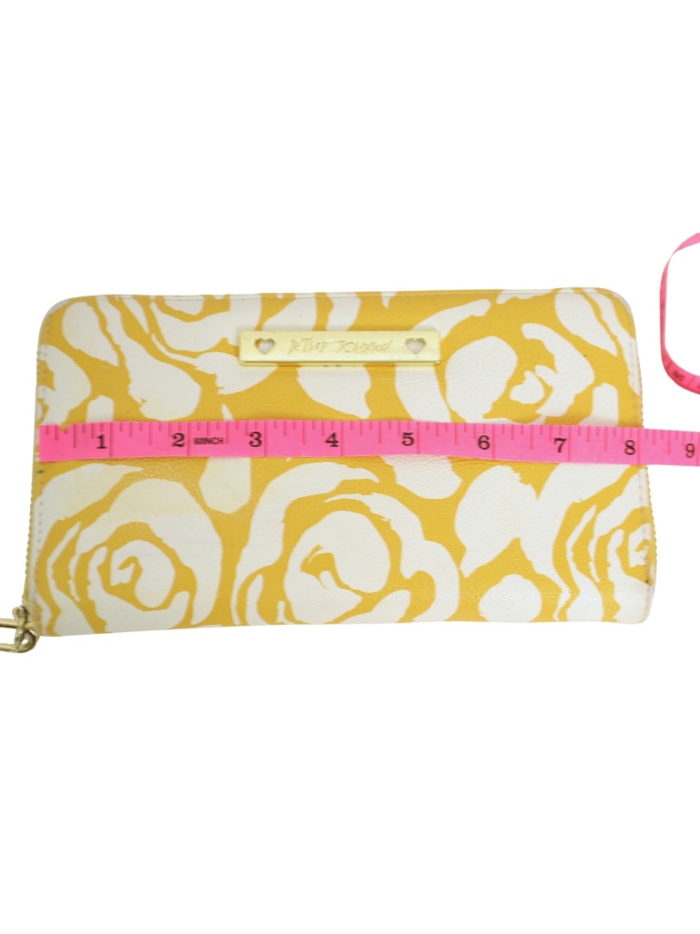 Betsey Johnson Yellow Cream Floral Zip Around Wristlet Clutch Wallet - Picture 4 of 9